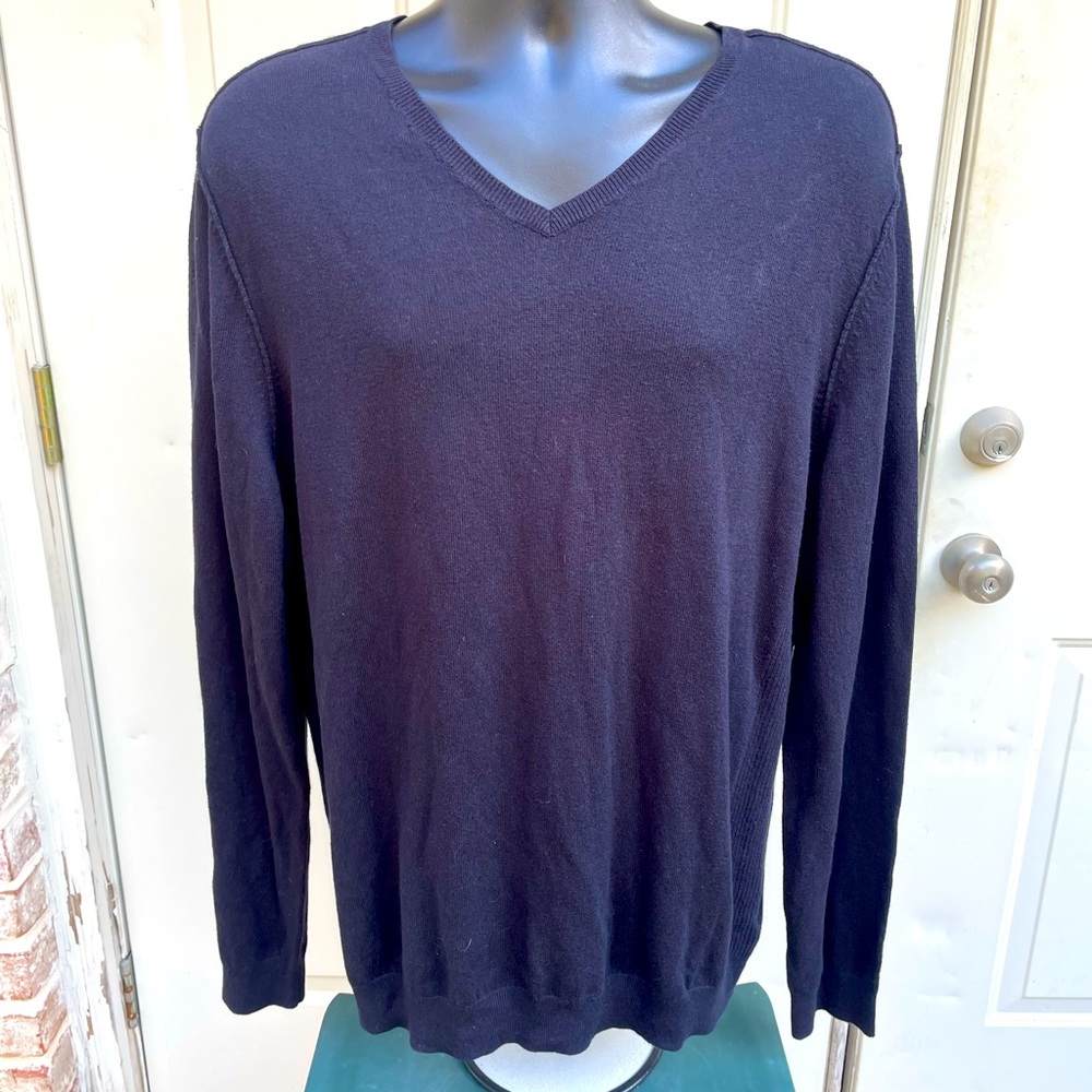 Marc Anthony, Black, Long Sleeve, V-neck, Sweater, size XXL